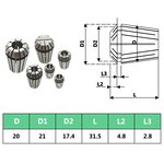 vidaXL Douilles de serrage ER20 13 Pièces Ensemble d'outils de tournage