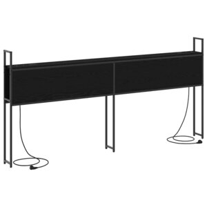 vidaXL Headboard de Rangement avec Station de Charge Chêne noir