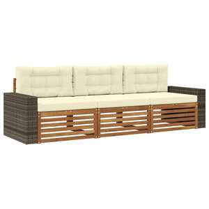 vidaXL Ensemble de canapés d'extérieur 3 pc Naturel et Crème Polyester