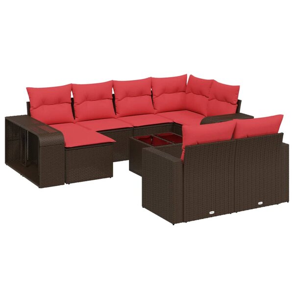 vidaXL Salon de jardin et coussins 11 Pièces marron résine tressée