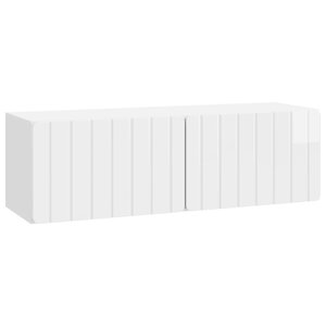 vidaXL Meuble TV mural Montage mural Blanc brillant 98 x 31 x 30 cm