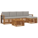 vidaXL Ensemble de canapés d'extérieur 6 pc Gris Naturel et Clair