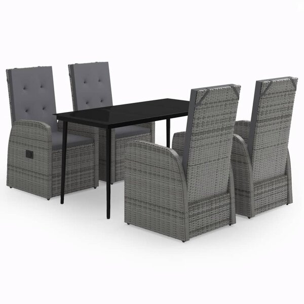 vidaXL Ensemble de salle à manger de jardin avec coussins 5 Pièces Gris