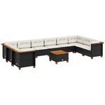 vidaXL Salon de jardin 11 Pièces avec coussins noir résine tressée
