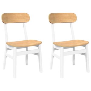 vidaXL Chaises à manger 2 Pièces blanc bois massif caoutchouc