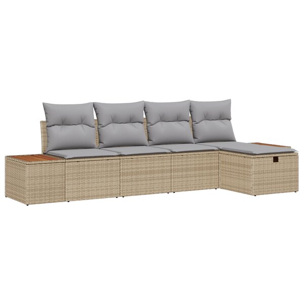 vidaXL Ensemble de 5 Pièces de Canapé de Jardin avec Coussins Beige Poly Rattan