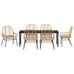 vidaXL Ensemble de salle à manger de jardin 7 pièces Marron Poly Rattan