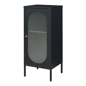Armoire étagère meuble de rangement vitrée acier verre 102 x 43 x 40 cm noir mat 03_0008928