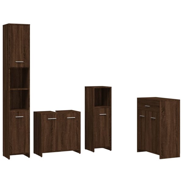 vidaXL Ensemble de meubles de salle de bain 4 Pièces Chêne marron