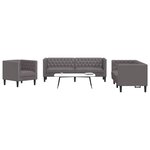 vidaXL Ensemble de canapé Chesterfield 3 Pièces gris similicuir