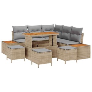 vidaXL Ensemble de canapé de jardin 9 Pièces Beige et Gris clair