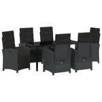 Ensemble de repas de jardin 7 pièces avec coussins en rotin poly noir vidaXL