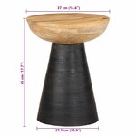 vidaXL Table d'appoint noir Ø37x45 cm bois de manguier massif
