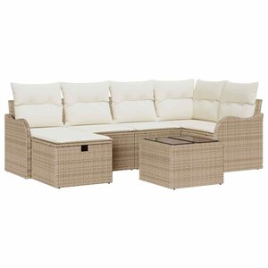 vidaXL Ensemble de canapé de jardin avec coussin 7 Pièces beige et crème