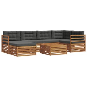 vidaXL Ensemble de canapés d'extérieur 7 pc Naturel et Anthracite