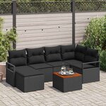 vidaXL Ensemble de canapé de jardin 7 Pièces Noir