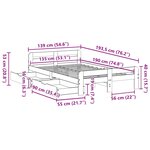 vidaXL Cadre de lit sans matelas cire marron 135x190cm bois pin massif