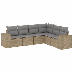 vidaXL Salon de jardin avec coussins 6 Pièces beige résine tressée