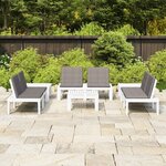 vidaXL Salon de jardin 6 Pièces avec coussins Plastique Blanc
