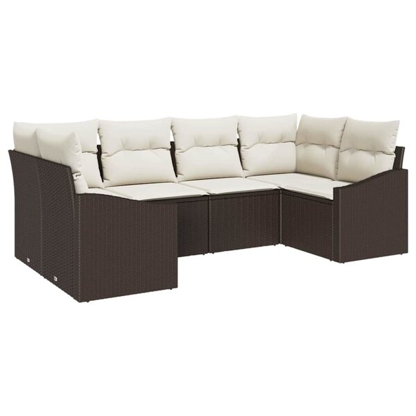 vidaXL Ensemble de canapé de jardin 6 Pièces Marron Poly rotin