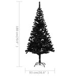 vidaXL Arbre de Noël artificiel pré-éclairé et boules noir 180 cm PVC