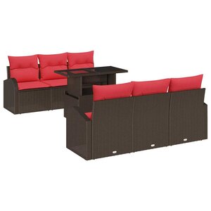 vidaXL Ensemble de canapé de jardin 7 Pièces Marron Poly rotin