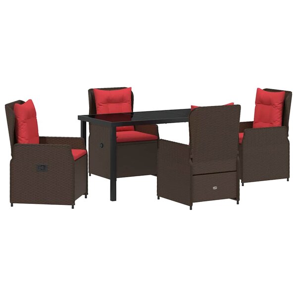vidaXL Ensemble de salle à manger pour jardin 5 Pièces Marron Poly rotin