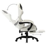 vidaXL Fauteuil de jeux vidéo et repose-pied Noir et blanc Similicuir