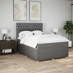 vidaXL Sommier à lattes de lit avec matelas Taupe 140x190 cm Tissu