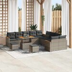 vidaXL Ensemble de canapé de jardin 13 Pièces Gris Poly rotin