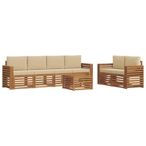 vidaXL Ensemble de canapés d'extérieur 7 pc Naturel et Beige