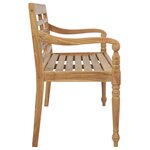 vidaXL Banc Batavia avec coussin noir 120 cm Bois de teck massif
