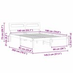 vidaXL Cadre de lit avec tête de lit Brun cire 140 x 190 cm Pin massif