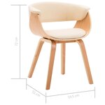 vidaXL Chaises à manger lot de 2 crème bois courbé et similicuir