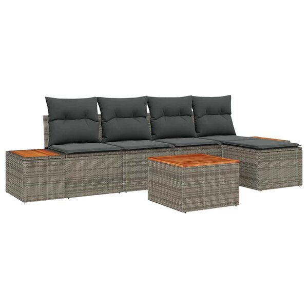 vidaXL Ensemble de canapé de jardin 6 Pièces Gris 184 x 62 x 85 cm