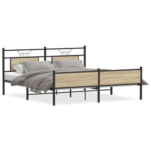 vidaXL Cadre de lit en métal sans matelas chêne sonoma 183x213 cm