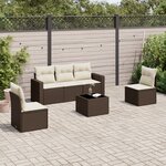 vidaXL Salon de jardin avec coussins 6 Pièces marron résine tressée