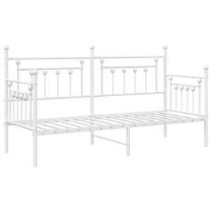vidaXL Cadre de lit de jour avec tête de lit Blanc 75 x 190 cm Acier