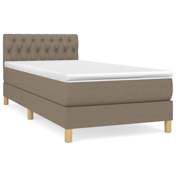 vidaXL Sommier à lattes de lit avec matelas Taupe 100x200 cm Tissu