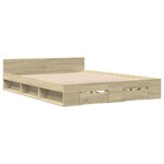 vidaXL Cadre de lit avec tiroirs sans matelas chêne sonoma 140x190 cm