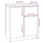 vidaXL Buffets 2 Pièces Sonoma gris 60x30x70 cm Bois d'ingénierie
