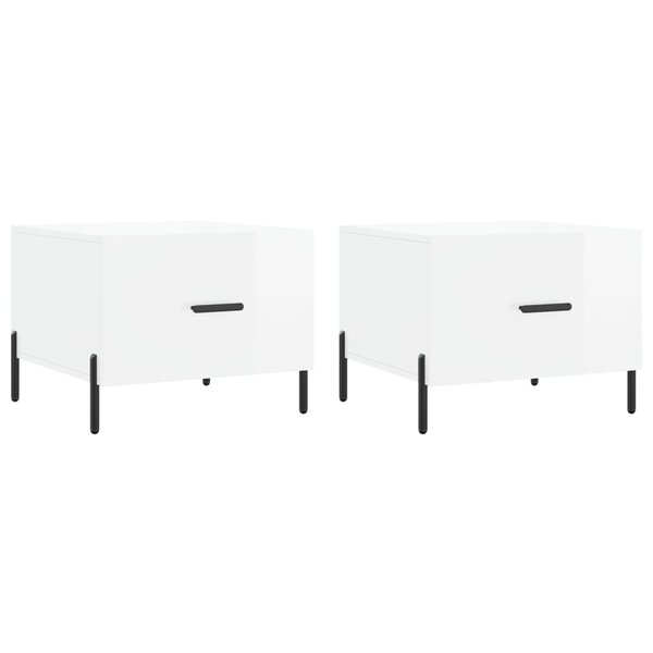 vidaXL Tables basses 2 Pièces blanc brillant 50x50x40cm bois d'ingénierie