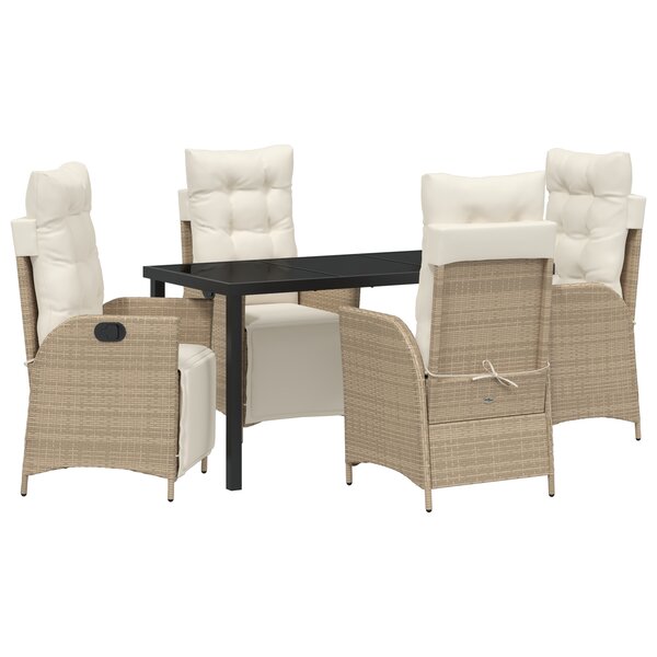 vidaXL Ensemble de salle à manger de jardin de 5 pièces en Rattan Poly Beige