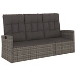 vidaXL Banc de jardin inclinable et coussins gris 173cm résine tressée