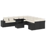 vidaXL Salon de jardin 11 Pièces avec coussins noir résine tressée