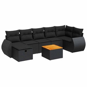vidaXL Salon de jardin 8 Pièces avec coussins noir résine tressée