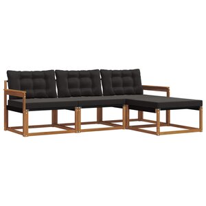 vidaXL Ensemble de canapés d'extérieur 4 pc Naturel et noir