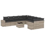vidaXL Salon de jardin 11 Pièces avec coussins gris clair résine tressée