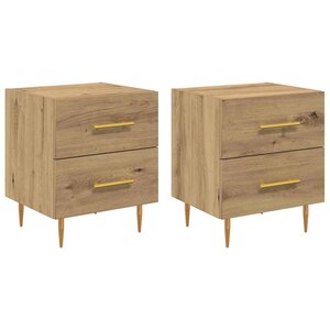 vidaXL Cabinet de chevet 2 Pièces Chêne artisanal 40 x 35 x 47 5 cm