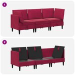 vidaXL Ensemble de meubles pour le salon 3 Pièces Bordeaux Velours